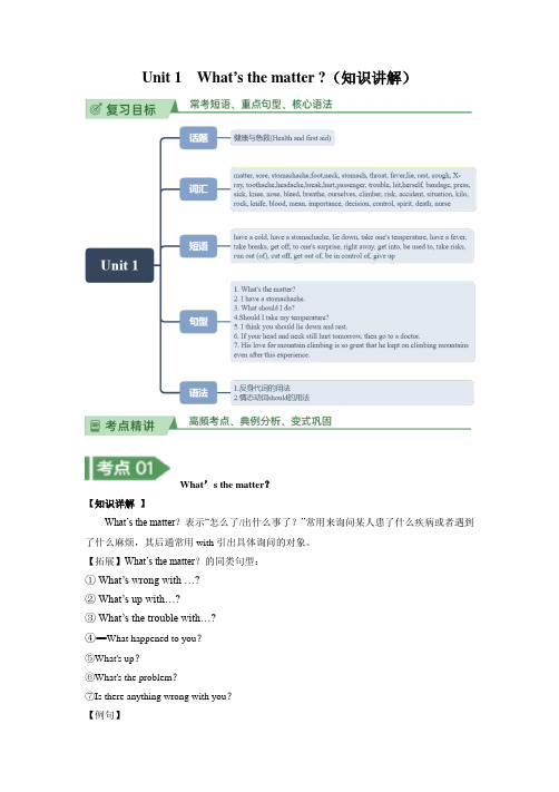 Unit 1 知识讲解--度八年级英语下册基础知识专项讲练(人教版)