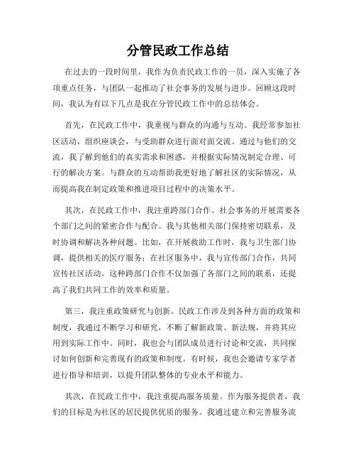 分管民政工作总结