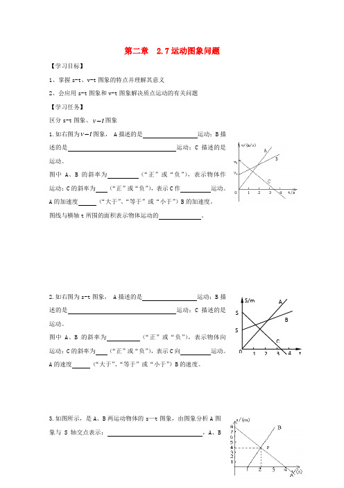 河北地区高中物理第二章匀变速直线运动的研究2.7运动图象问题学案无解答新人教必修