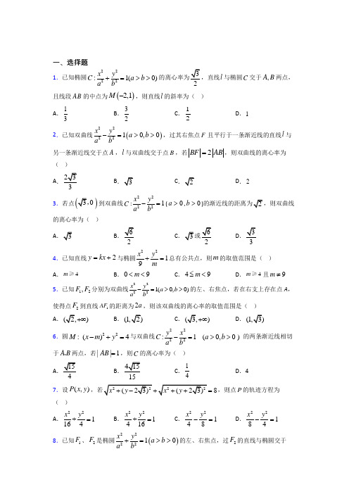 成都列五中学高中数学选修2-1第三章《圆锥曲线与方程》测试(包含答案解析)