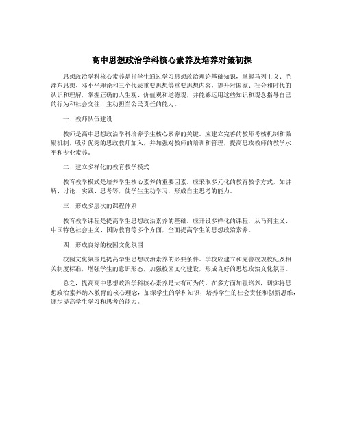 高中思想政治学科核心素养及培养对策初探