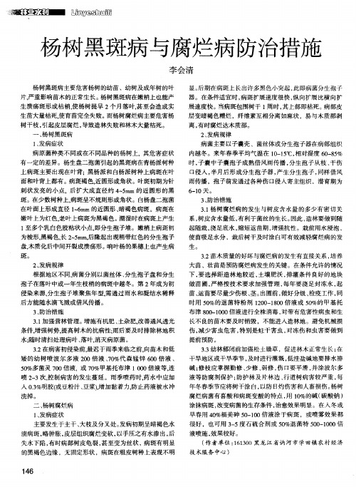 杨树黑斑病与腐烂病防治措施