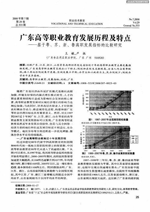 广东高等职业教育发展历程及特点——基于粤、苏、浙、鲁高职发展指标的比较研究