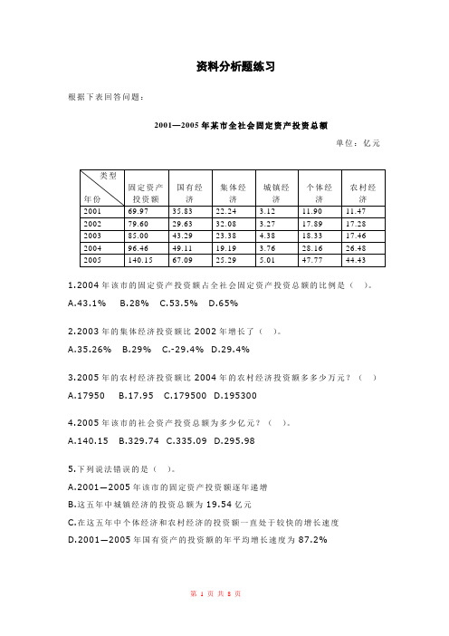 资料分析题练习(附答案)