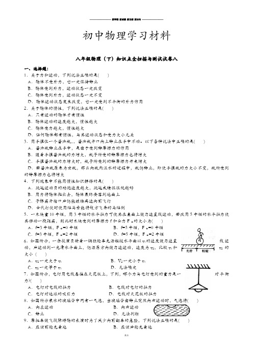 苏科版物理八年级下册知识点全扫描与测试试卷八.docx