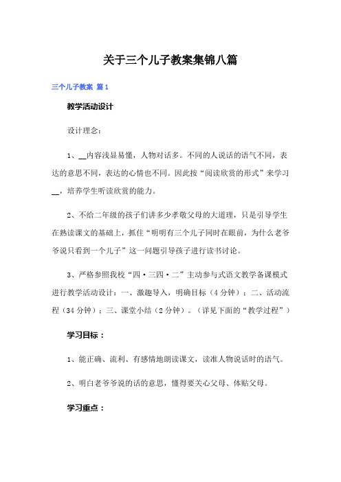 关于三个儿子教案集锦八篇