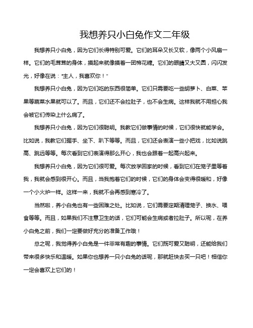 我想养只小白兔作文二年级