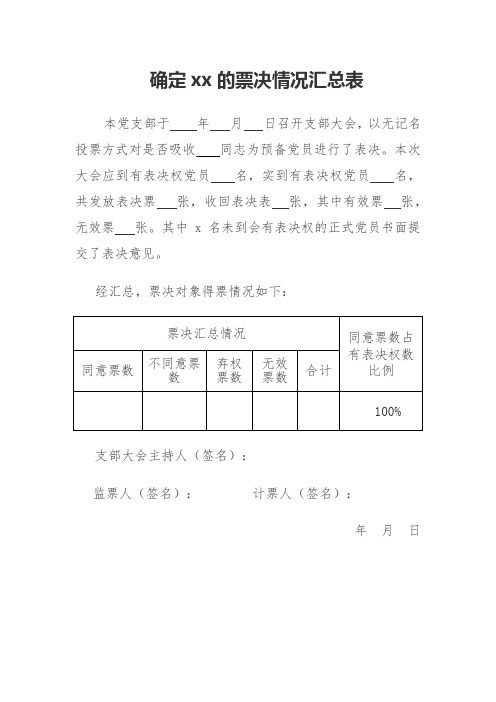 票决情况汇总表