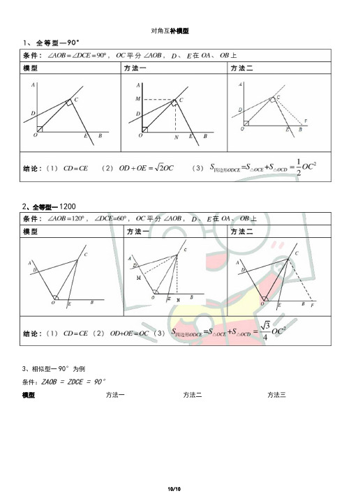 中考数学几何专题——对角互补模型