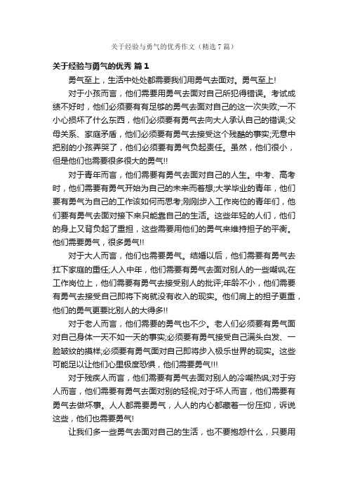 关于经验与勇气的优秀作文（精选7篇）