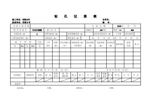 冲孔灌注桩施工记录表