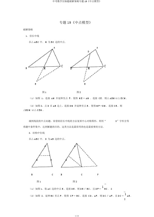 中考数学压轴题破解策略专题19《中点模型》