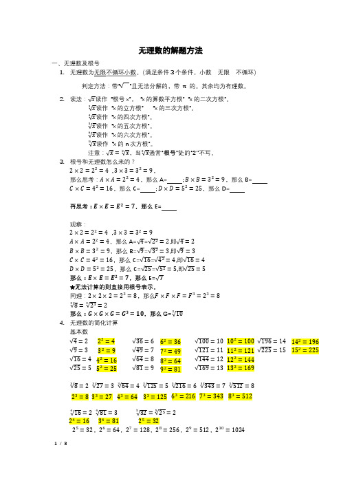 无理数及根号基础知识回顾