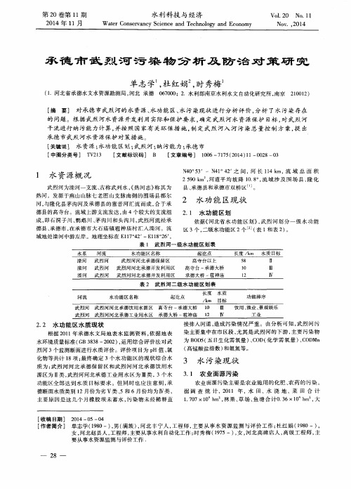 承德市武烈河污染物分析及防治对策研究