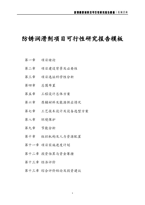 防锈润滑剂项目可行性研究报告模板