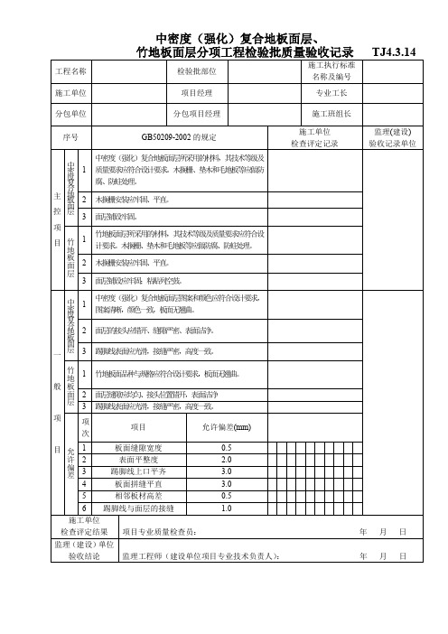 中密度(强化)复合地板面层、