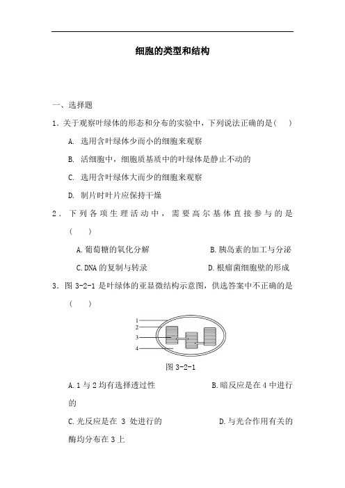 最新高中生物-高一生物细胞的类型和结构测试题6 精品