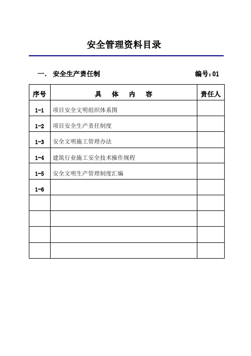 安全管理资料目录封面