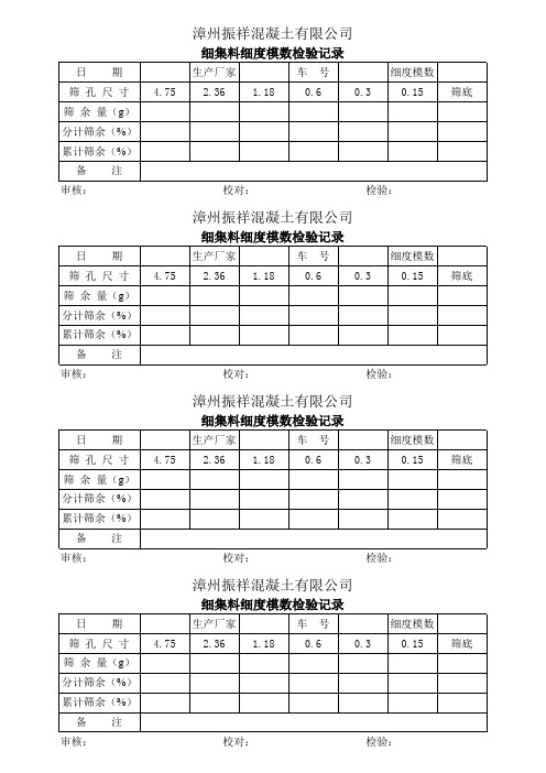 细集料细度模数检验记录