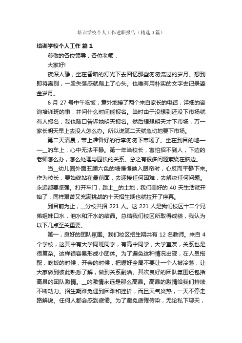 培训学校个人工作述职报告（精选3篇）