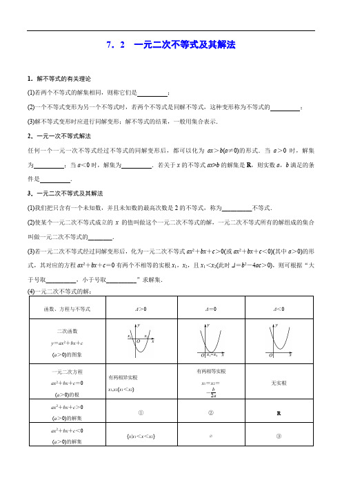 高三数学考点-一元二次不等式及其解法