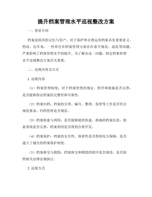 提升档案管理水平巡视整改方案