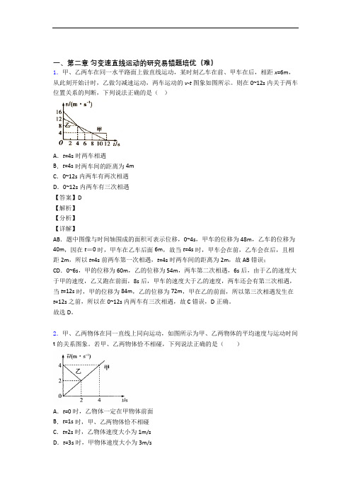 人教版物理高一上册 第二章 匀变速直线运动(提升篇)(Word版 含解析)