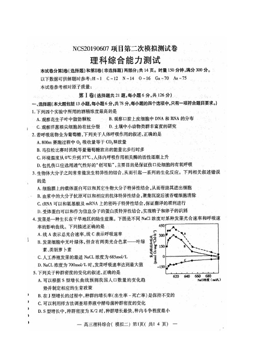 江西省南昌市2019届高三二模考试理科综合试题(扫描版)