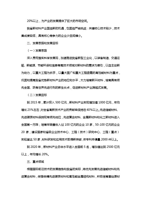 湖南省战略性新兴产业新材料产业发展专项规划