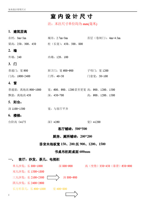 室内设计常用尺寸家具设计的基本尺寸