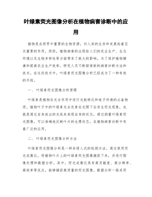 叶绿素荧光图像分析在植物病害诊断中的应用