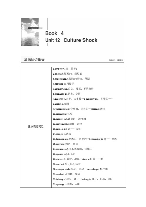 2016届高三英语一轮复习讲义Book4Unit12