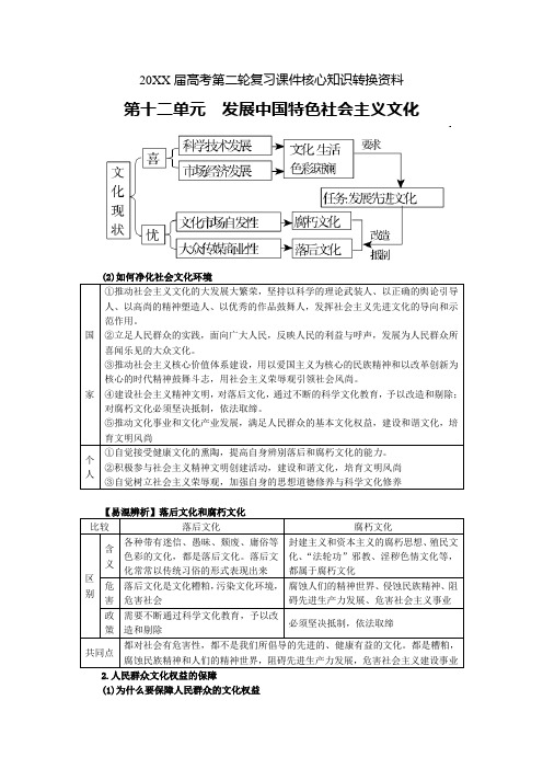 【新人教必修】一轮复习《第十二单元 发展中国特色社会主义文化》教案