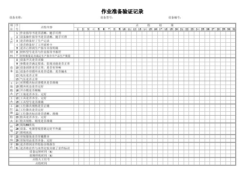 作业准备验证记录