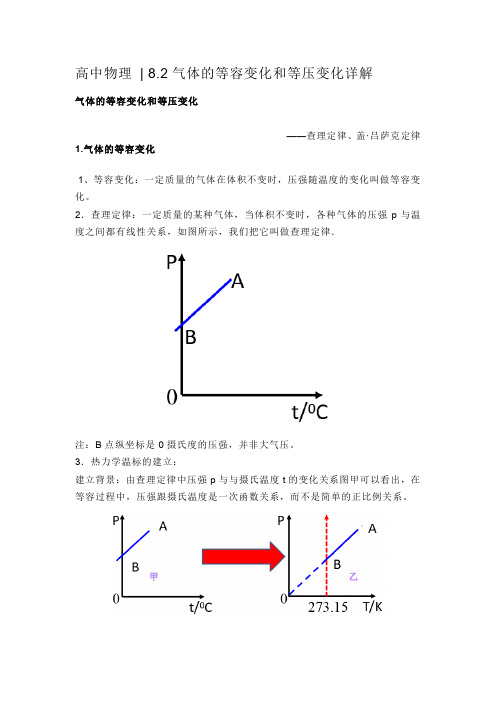 高中物理  8.2气体的等容变化和等压变化详解