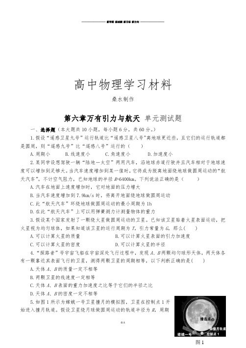 人教版高中物理必修二第六章万有引力与航天 单元测试题.docx