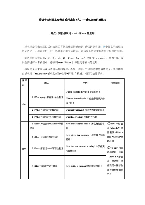 英语十大词类主要考点系列讲座