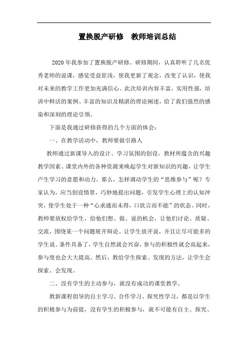 置换脱产研修 教师培训总结