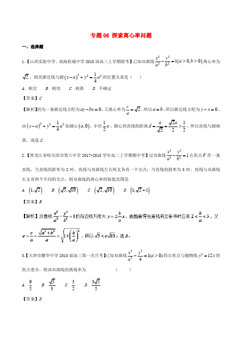 2018届高中数学专题06探索离心率问题特色训练新人教A版选修2