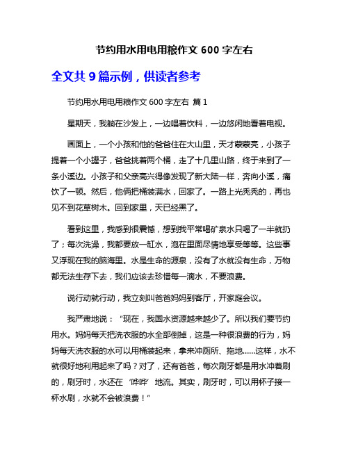 节约用水用电用粮作文600字左右