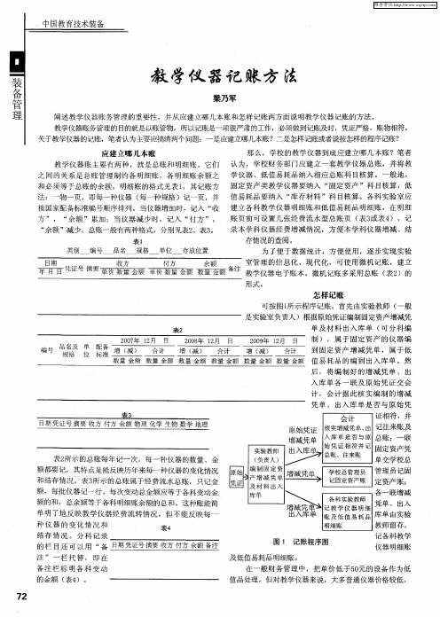 教学仪器记账方法