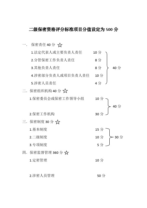 二级保密资格评分标准