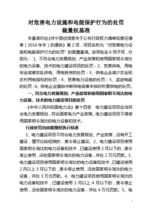 对危害电力设施和电能保护行为的处罚