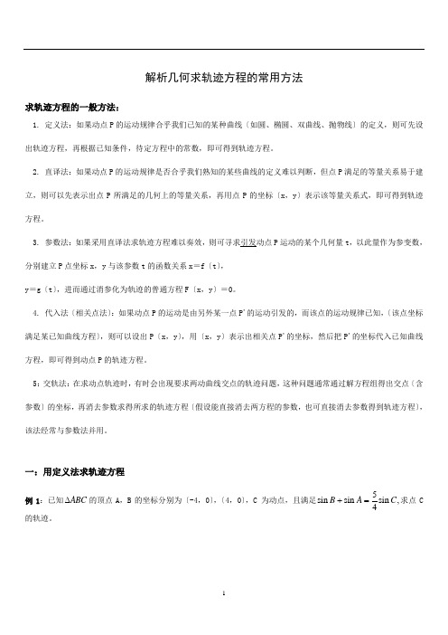 解析几何求轨迹方程的常用方法