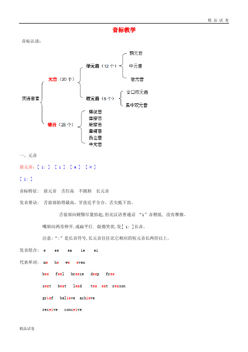 最新2019小升初英语 知识梳理总复习 音标2 闽教版