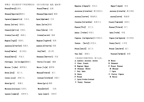 新概念27个国籍国名带音标