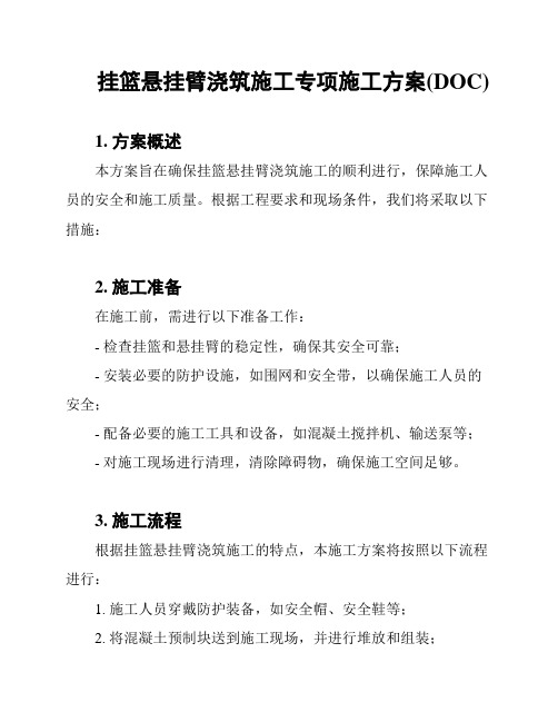 挂篮悬挂臂浇筑施工专项施工方案(DOC)