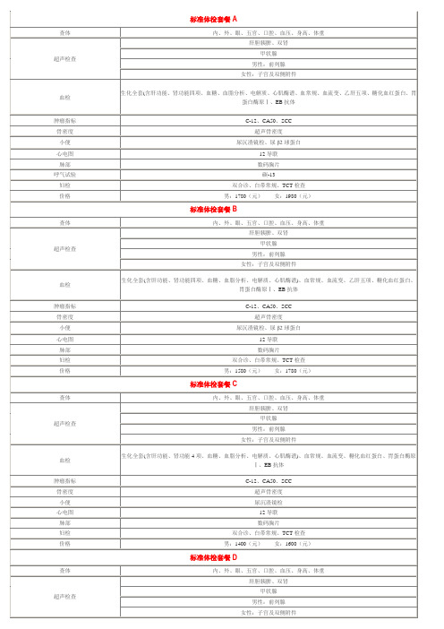 标准体检套餐A