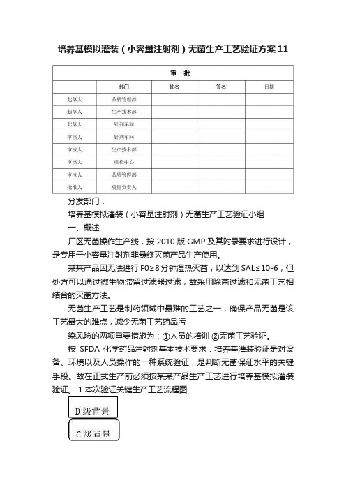 培养基模拟灌装（小容量注射剂）无菌生产工艺验证方案11