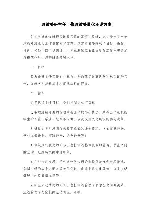 政教处班主任工作政教处量化考评方案